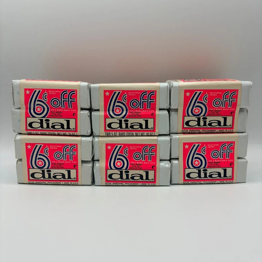 Vintage NOS Dial Bath Soap Bicentennial 6 Off 2-Pack Lot of‎ 6 NEW 5oz White Ad
